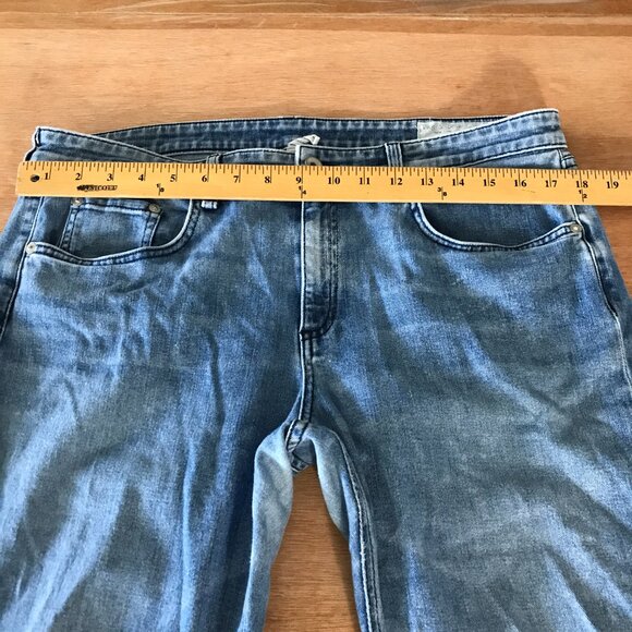 Rag Bone Dre Low Rise Slim Boyfriend Jeans Women 32 Blue Distressed Raw Hem - Picture 9 of 12